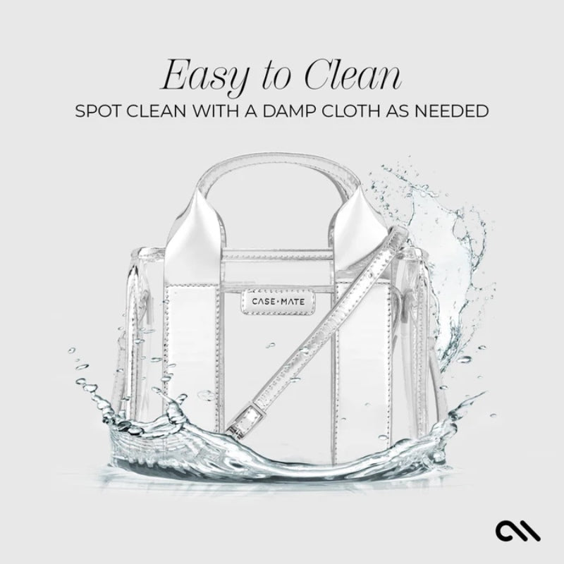 Case-Mate Mini rankinė – Vandeniui atspari petinė rankinė (Sidabrinis chromas/Skaidri)