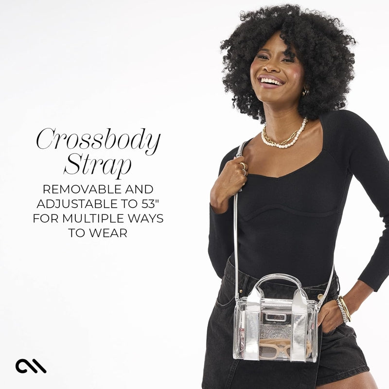 Case-Mate Mini rankinė – Vandeniui atspari petinė rankinė (Sidabrinis chromas/Skaidri)