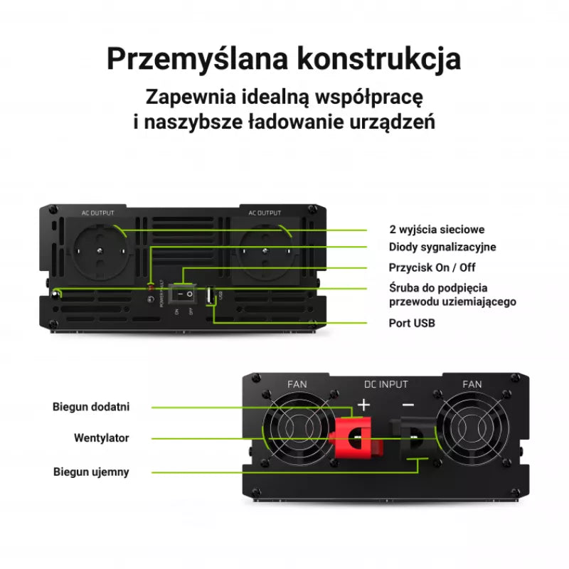 Green Cell - Įtampos keitiklis Green Cell® 12V į 230V 2000W / 4000W Inverteris su gryna sinusoidė