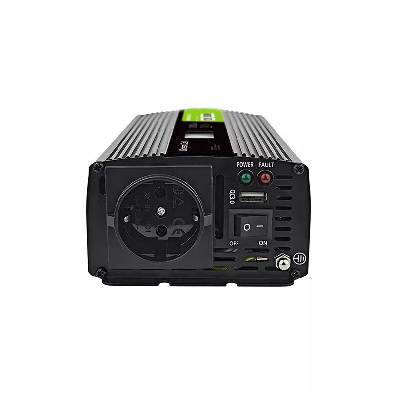 Green Cell - Maitinimo invertorius su LCD ekranu, 12V į 230V, 500W/1000W, grynosios sinusės bangos