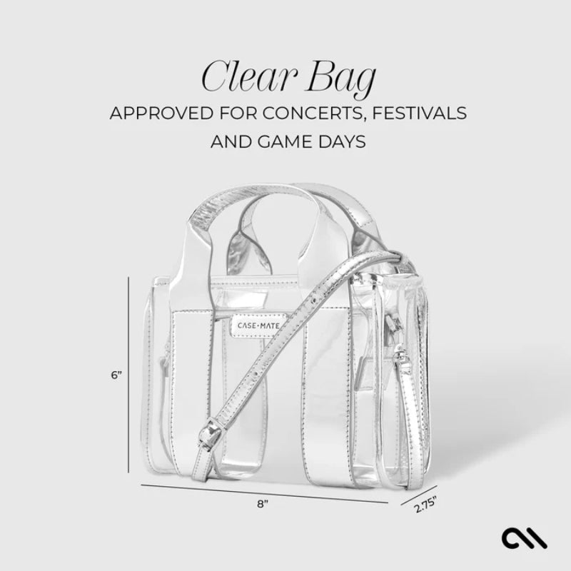 Case-Mate Mini rankinė – Vandeniui atspari petinė rankinė (Sidabrinis chromas/Skaidri)
