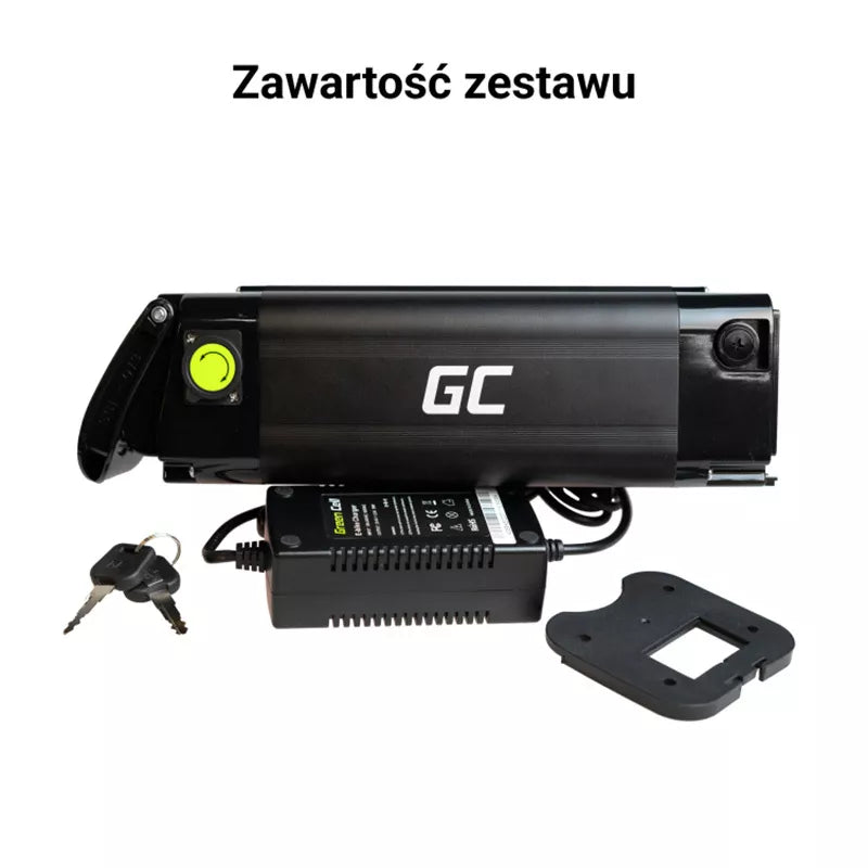 Green Cell - GC Silverfish akumuliatorius elektriniam dviračiui su 36V 10.4Ah 374Wh Li-Ion XLR 3 PIN įkrovikliu