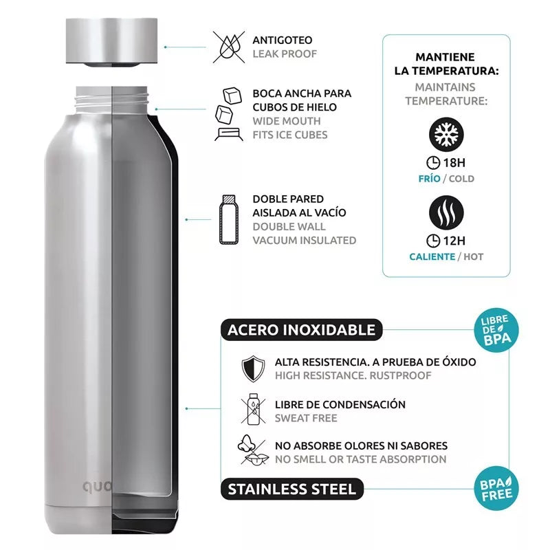 Quokka Solid – Nerūdijančio plieno dvigubų sienelių, vakuuminės izoliacijos termosas, 510 ml (Orchid Pink)