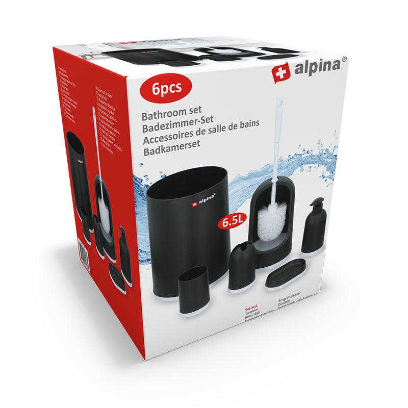 Alpina - vonios komplektas 6 vnt. (juoda/balta)