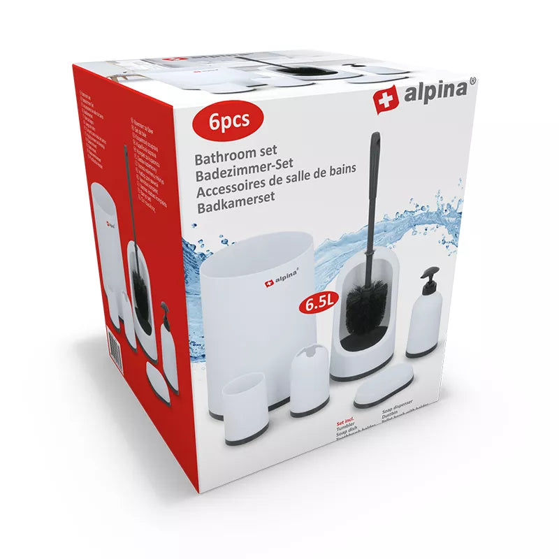 Alpina - vonios komplektas 6 dalių (balta/juoda)
