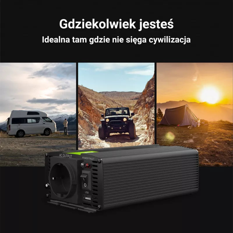 Green Cell - Įtampos keitiklis Inverteris 24V į 230V 1000W/2000W su gryna sinusoidė