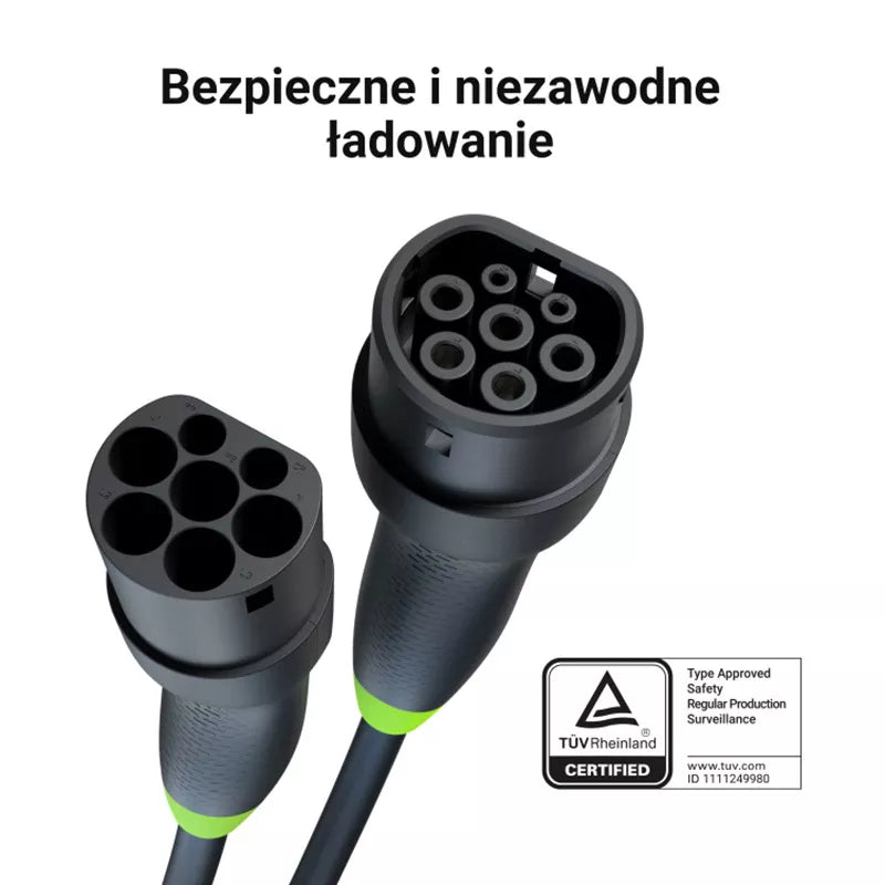 Green Cell - GC Snap 2 tipo elektromobilio įkrovimo kabelis 11 kW 7 m 16 A skirtas Tesla Model Y / 3 / S / X, Kia EV6, VW ID.4 / ID.5, BMW i4 / iX, Ford Mach-E