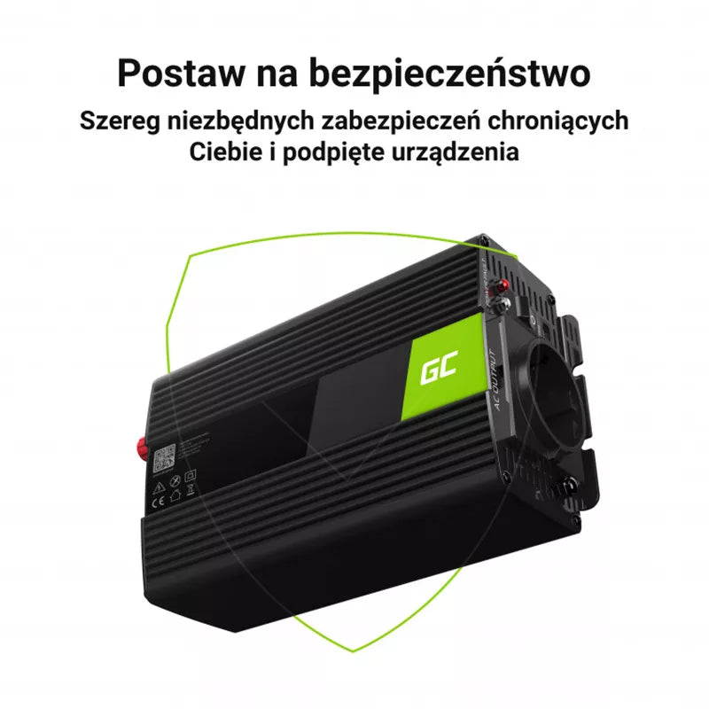 Green Cell - Įtampos keitiklis Inverteris 24V į 230V 1000W/2000W su gryna sinusoidė