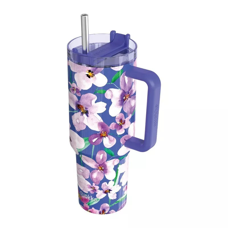 Quokka Stream - Termosinė 1200 ml nerūdijančio plieno gertuvė su šiaudeliu (Gėlių prieblanda)
