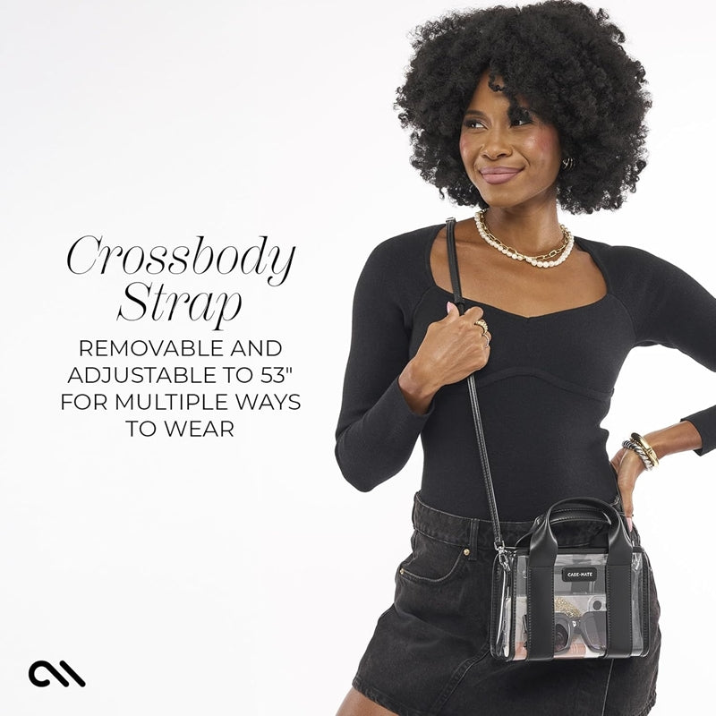 Case-Mate Mini rankinė - Neperšlampama rankinė ant peties (Vidurnakčio juoda/Permatoma)