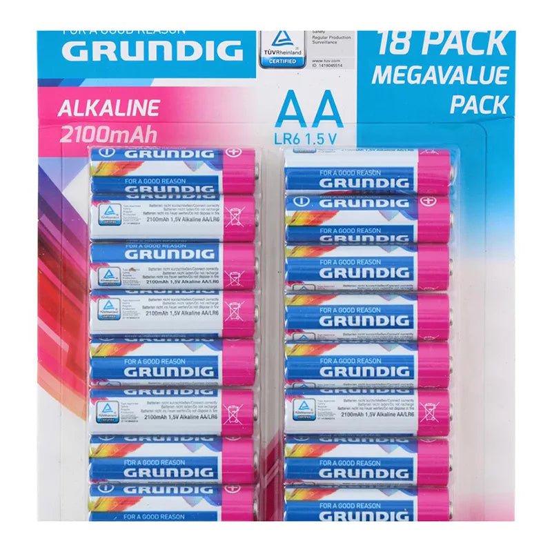 Grundig – Šarminių baterijų AA/LR6 1.5V rinkinys, 18 vnt.
