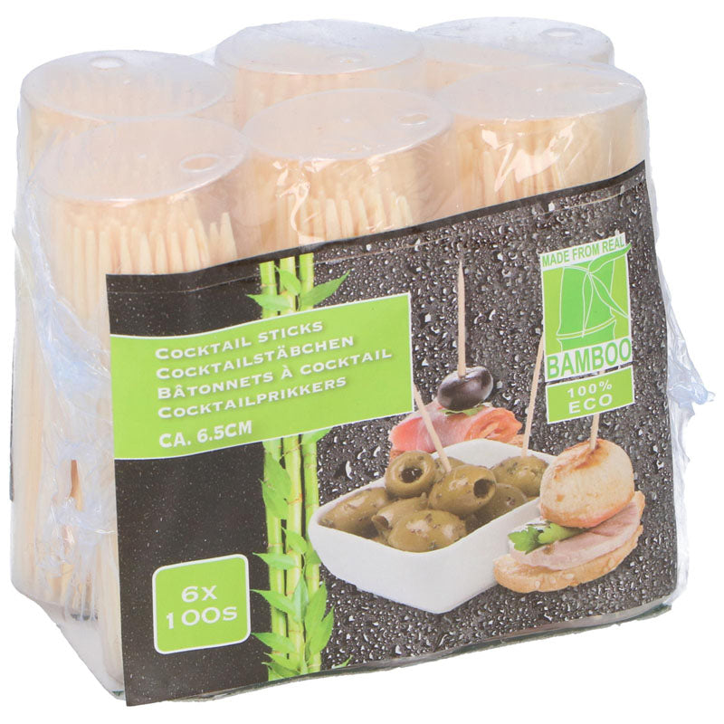 Zubų krapštukai 6x100 vnt. natūralaus bambuko