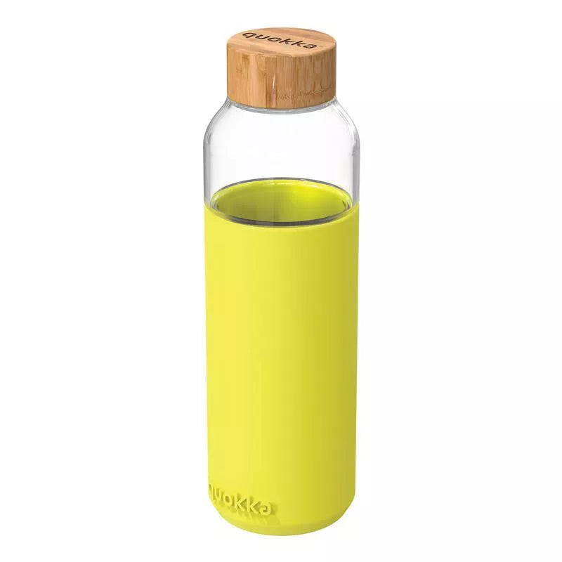 Quokka Flow - Stiklinis apvalus buteliukas su silikoniniu dėklu 660ml (Neono žalia)
