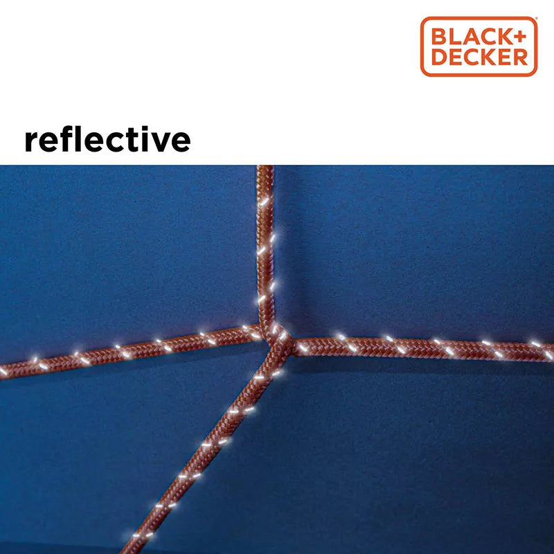 Black&Decker – Transportavimo virvė su atspindinčiais elementais + vyniotuvas 4mm / 20m