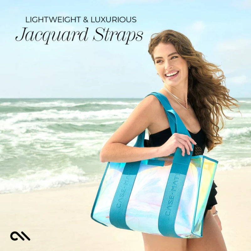 Case-Mate didelė kelioninė rankinė – vandeniui atspari rankinė ant peties su telefono dėkliuku (Smaragdo mėlyna „muilo burbulo“ raštas)