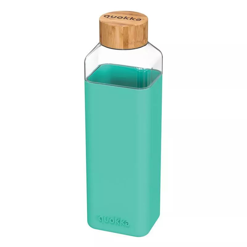 Quokka Storm – Stiklinis apvalus butelis su silikonine apyranke, 700 ml (Turkio spalvos)