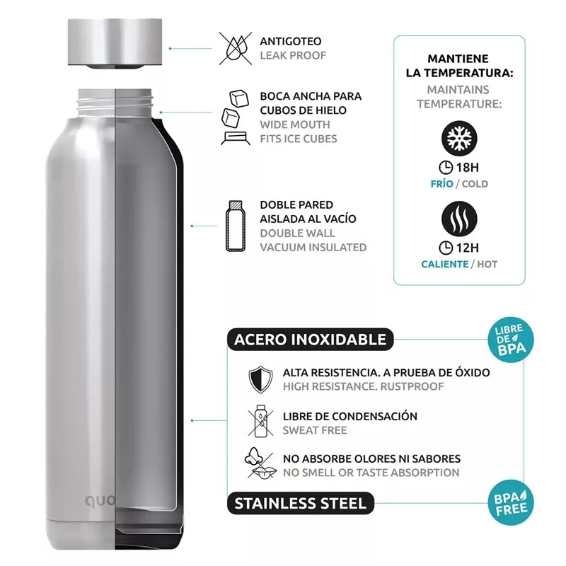 Quokka Solid – 630 ml nerūdijančio plieno termo butelis (Elegantiškas rožinis auksas)