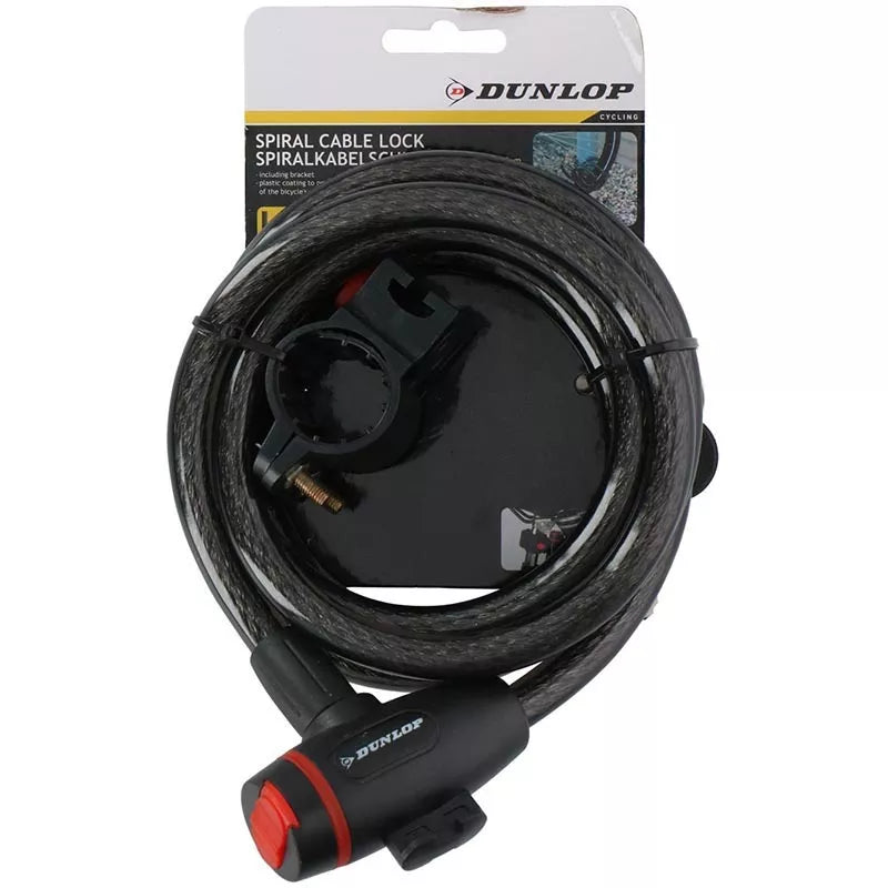 Dunlop - Spiralinis dviračio užraktas su raktu (Juodas)