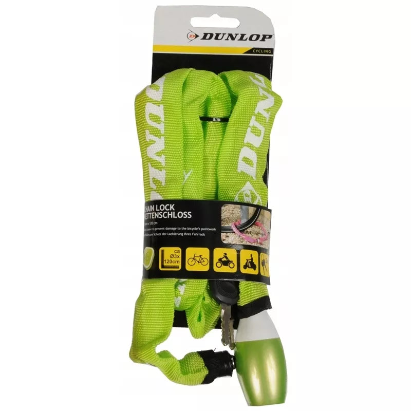 Dunlop dviračio grandininė spyna 120cm (Žalia)