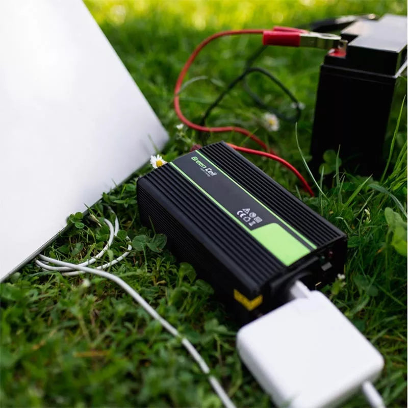 Green Cell - Įtampos keitiklis Inverteris su UPS funkcija, 12V į 230V, gryna sinusoidė, 300W / 600W, skirtas centrinio šildymo siurbliui