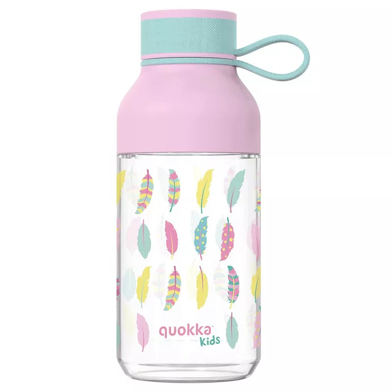 Quokka Ice Kids su dirželiu – Ecozen gertuvė 430 ml su dirželiu (Feathers)