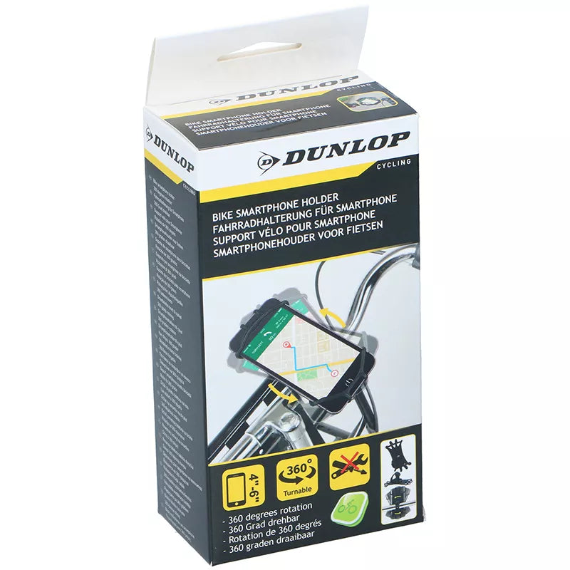 Dunlop - Sukamas dviračio laikiklis telefonui, 10-15 cm (juodas)