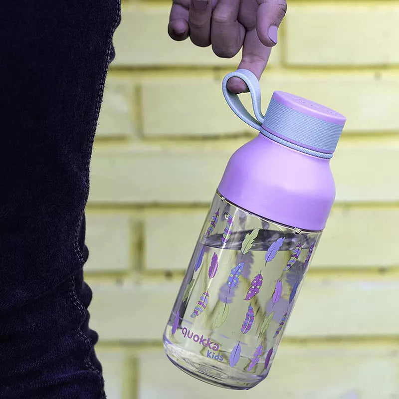 Quokka Ice Kids su dirželiu – Ecozen gertuvė 430 ml su dirželiu (Feathers)