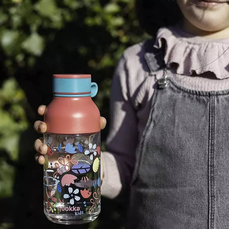 Quokka Ice Kids Ecozen gertuvė 430 ml su dirželiu (Gėlės)