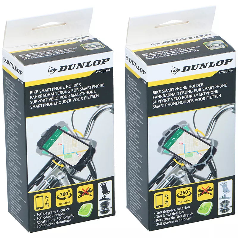 Dunlop - Dviračio laikiklis telefonui, 10–15 cm, besisukantis (pilkas)