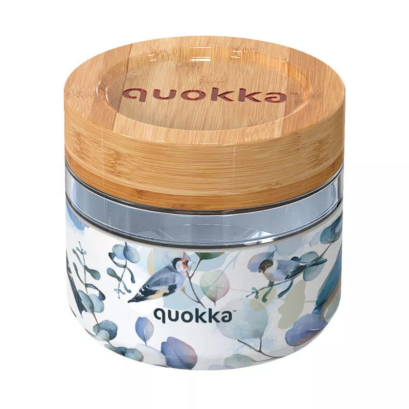 Quokka Deli Maisto Indelis - Stiklinis maisto konteineris / priešpiečių dėžutė 500 ml (Mėlynos gamtos)