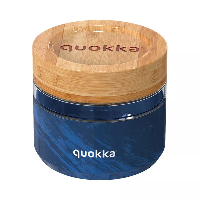 Quokka Deli maisto indelis - Stiklinis maisto indas / pietų dėžutė 500 ml (medžio raštas)