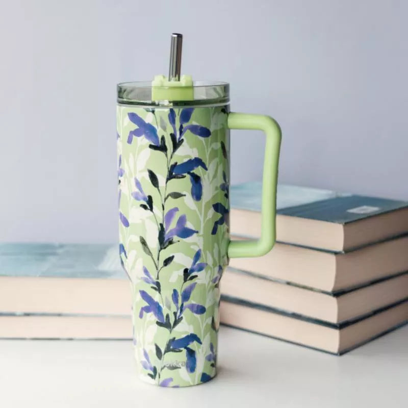 Quokka Stream - Nerūdijančio plieno Termo puodelis 1200 ml su šiaudeliu (Matcha)