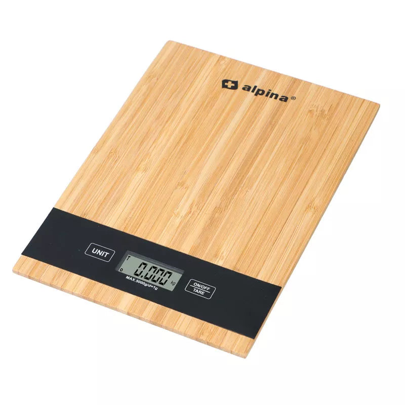 Alpina – Skaitmeninės bambukinės virtuvinės svarstyklės 5 kg