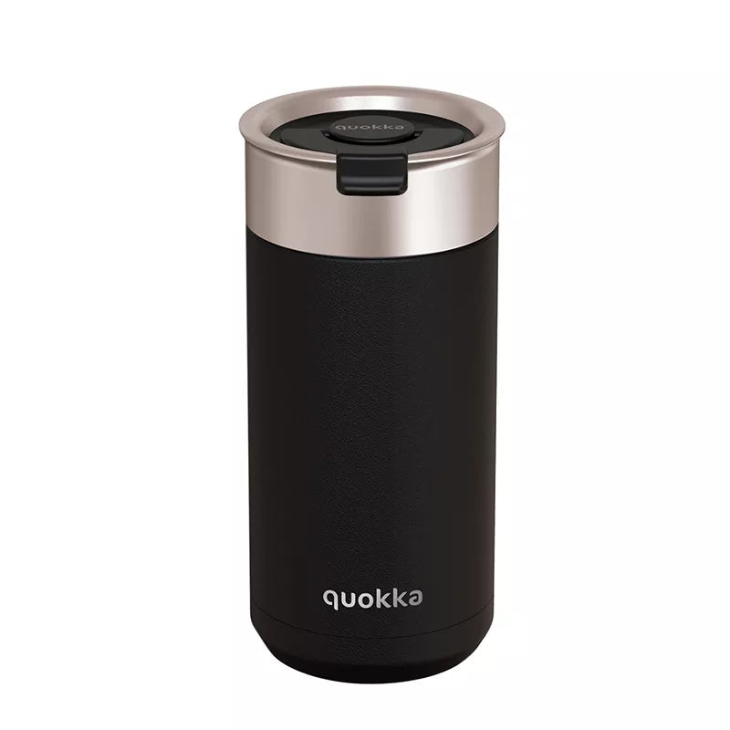 Quokka Boost kelioninis puodelis kavai – nerūdijančio plieno termosinė puodelio su įmontuotu "brewer" 400 ml (Anglies juoda)