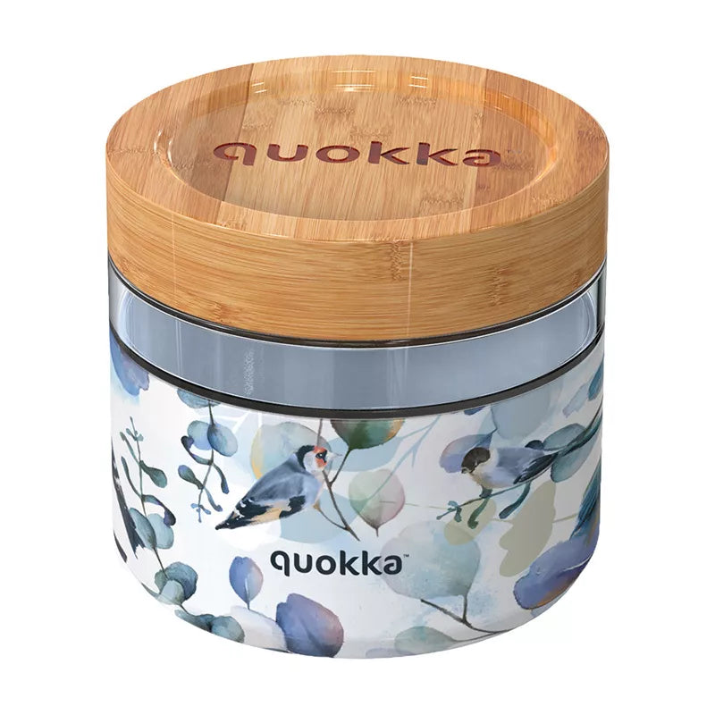 Quokka Deli maisto indelis - Stiklinis maisto konteineris / pietų dėžutė 820 ml (Mėlyna gamta)