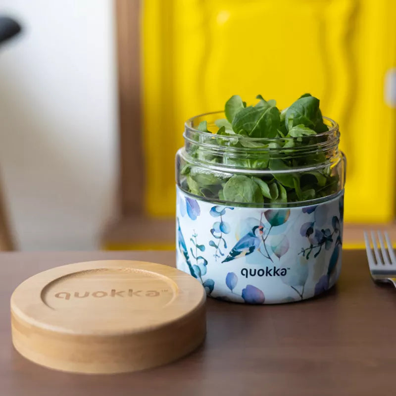 Quokka Deli maisto indelis - Stiklinis maisto konteineris / pietų dėžutė 820 ml (Mėlyna gamta)