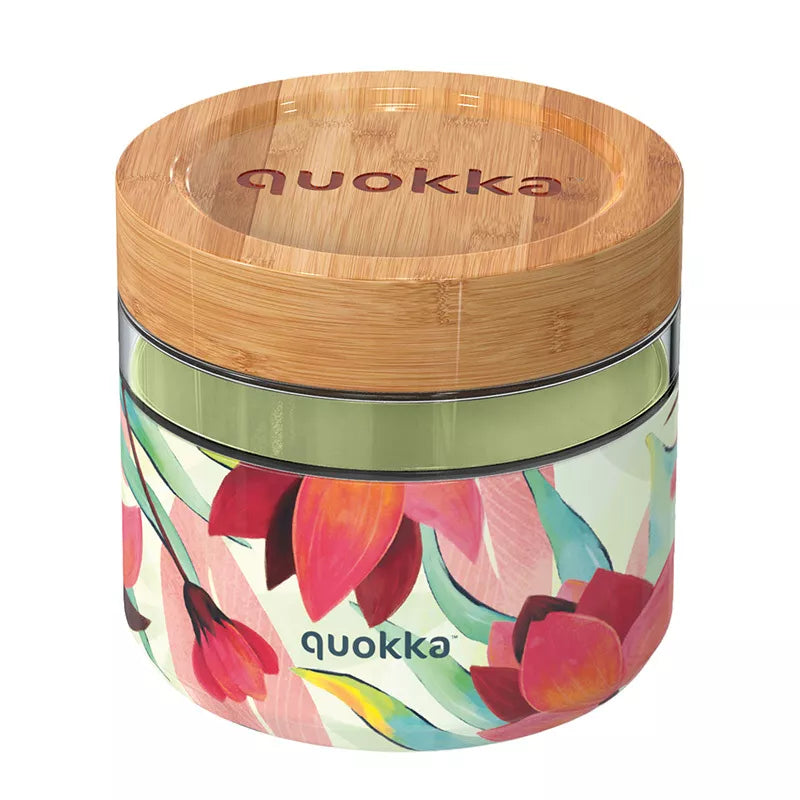 Quokka Deli maisto indas – Stiklinis maisto konteineris / pietų dėžutė 820 ml (Pavasaris)