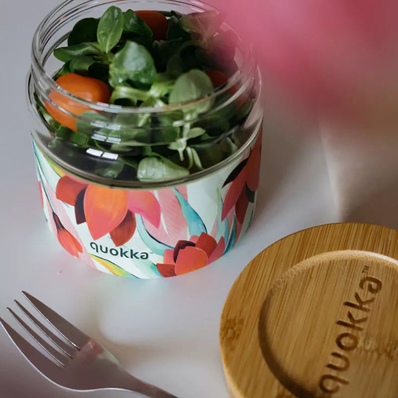 Quokka Deli maisto indas – Stiklinis maisto konteineris / pietų dėžutė 820 ml (Pavasaris)