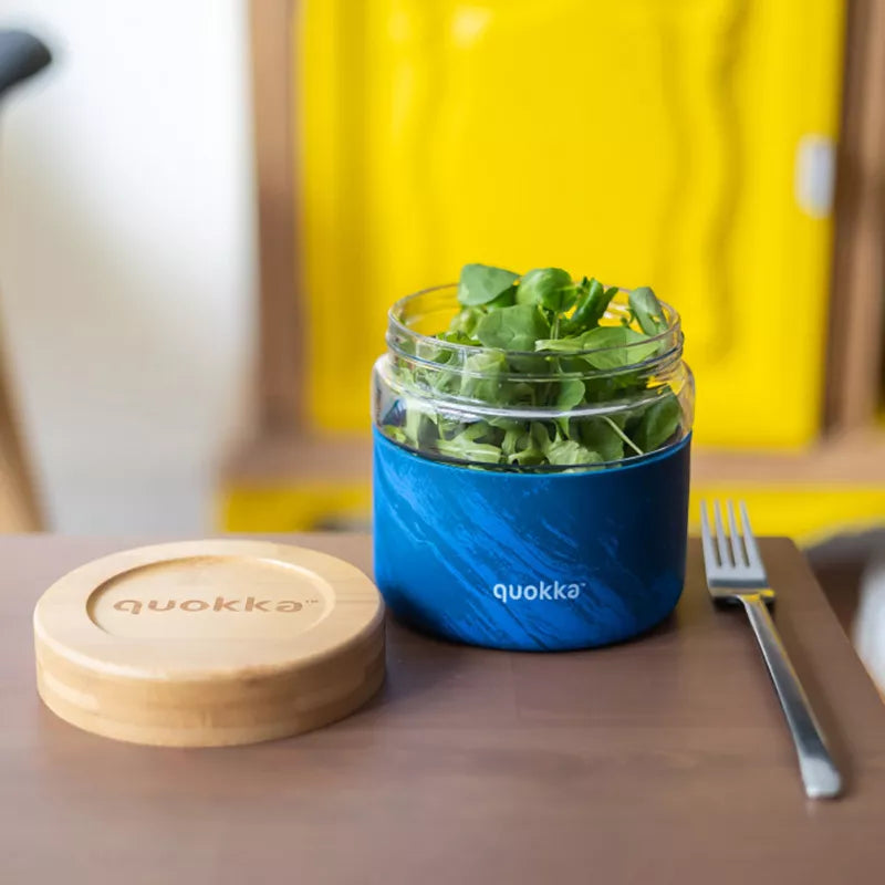 Quokka Deli Maisto stiklainis - Stiklinis maisto indas / pietų dėžutė 820 ml (Medžio raštas)