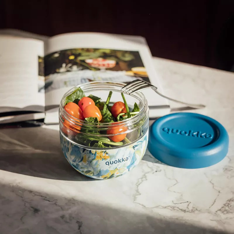 Quokka Bubble Food Jar – Plastikinis maisto indas / pietų dėžutė, 770 ml (Mėlyni bijūnai)