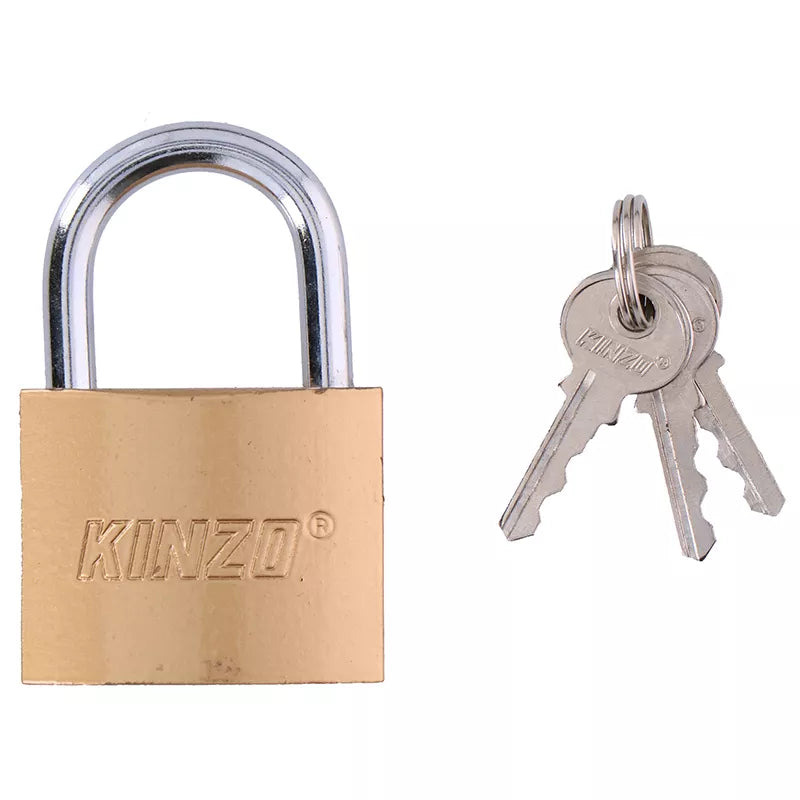 Kinzo - 50 mm žalvarinė spyna su trimis raktais