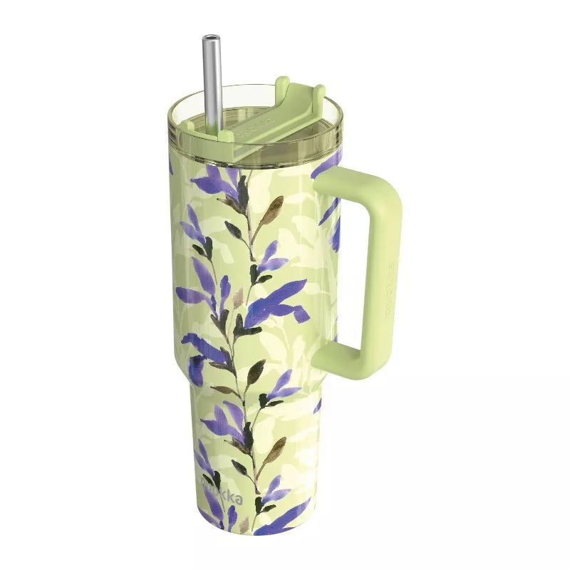 Quokka Stream - Nerūdijančio plieno Termo puodelis 1200 ml su šiaudeliu (Matcha)