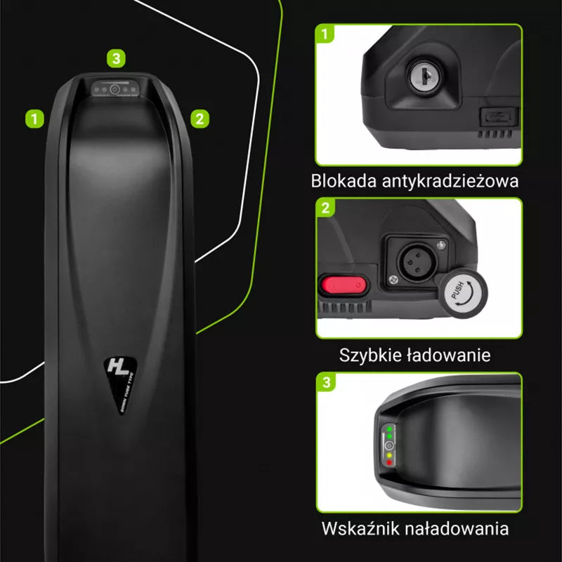 Green Cell - Elektrinio dviračio baterija su pakrovėju 48V 18Ah 864Wh Li-Ion XLR 3 PIN