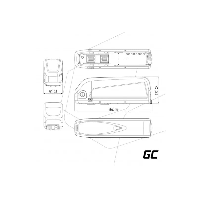 Green Cell - Elektrinio dviračio baterija su pakrovėju 48V 18Ah 864Wh Li-Ion XLR 3 PIN