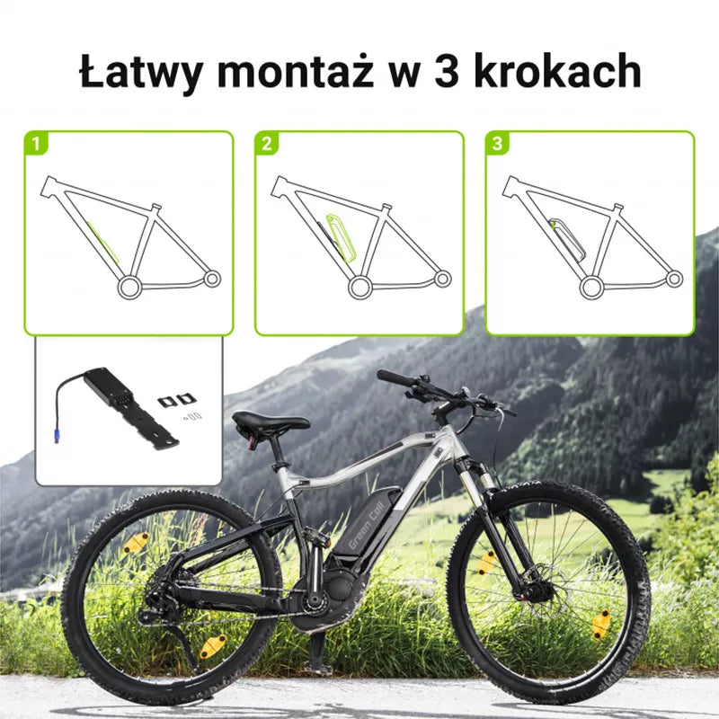 Green Cell - Elektrinio dviračio baterija su pakrovėju 48V 18Ah 864Wh Li-Ion XLR 3 PIN