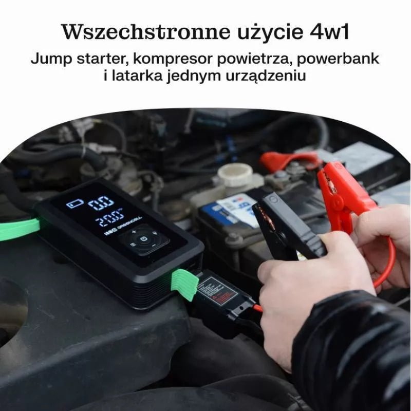 Green Cell - PowerBoost Air automobilio užvedimo įrenginys / starteris / žibintuvėlis / automobilio powerbank su kompresoriumi 8000mAh 1000A