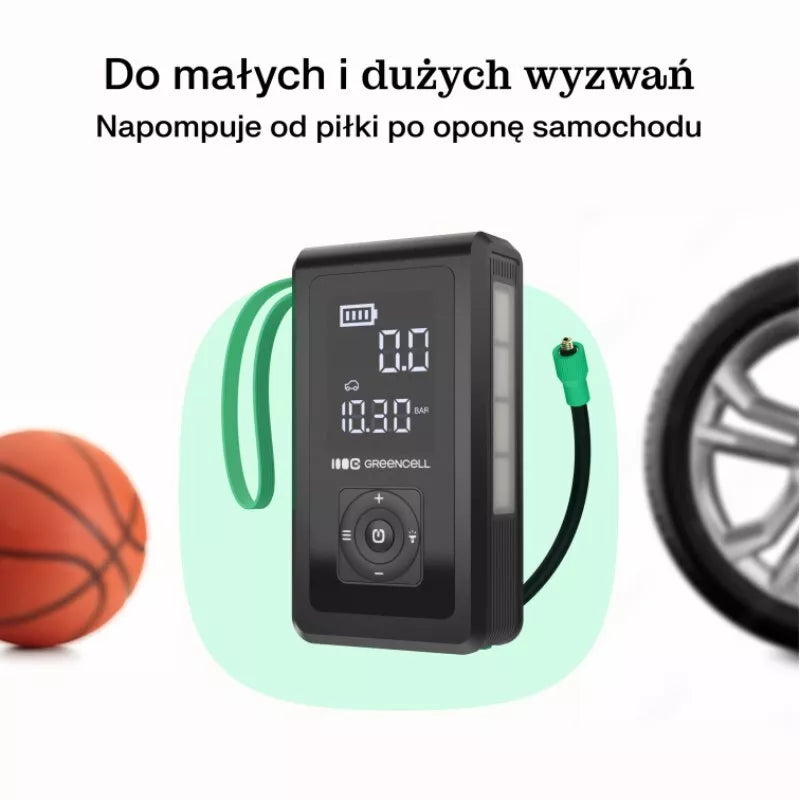 Green Cell - PowerBoost Air automobilio užvedimo įrenginys / starteris / žibintuvėlis / automobilio powerbank su kompresoriumi 8000mAh 1000A