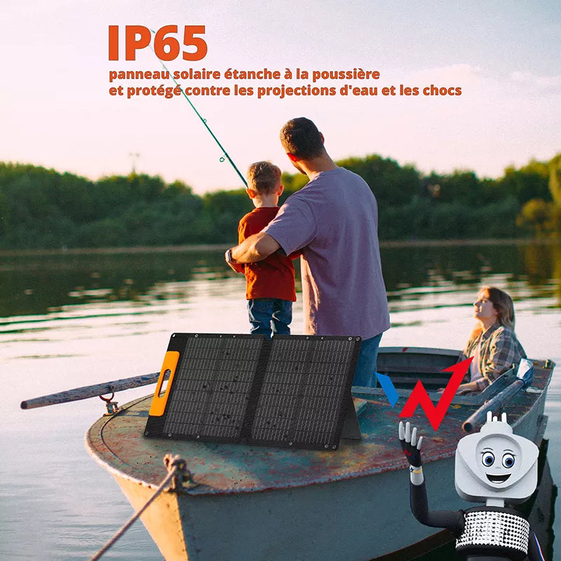 Wonder Ws60 - 60W saulės kolektorius su USB-C PD 30W ir USB-A QC 18W jungtimis (Juodas)