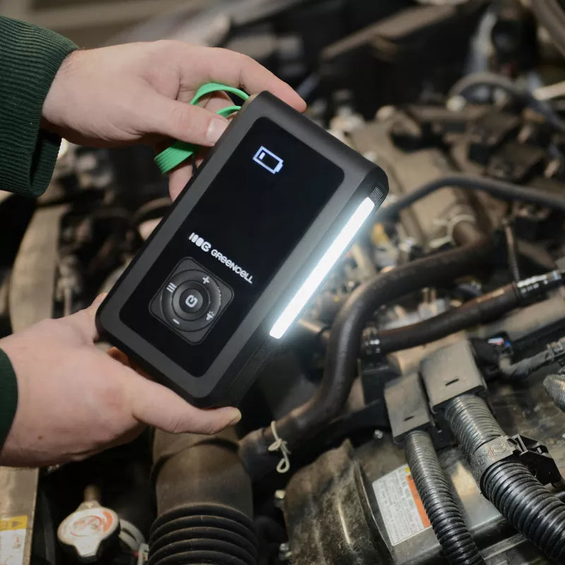 Green Cell - PowerBoost Air automobilio užvedimo įrenginys / starteris / žibintuvėlis / automobilio powerbank su kompresoriumi 8000mAh 1000A