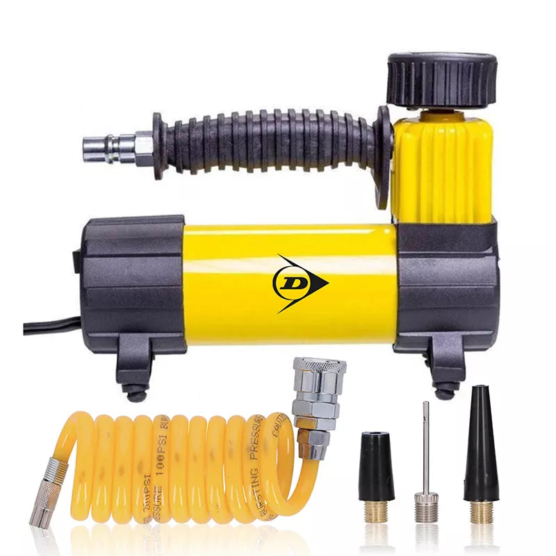 Dunlop - 12 V 100 PSI kompresorius, žarna ir antgalių rinkinys